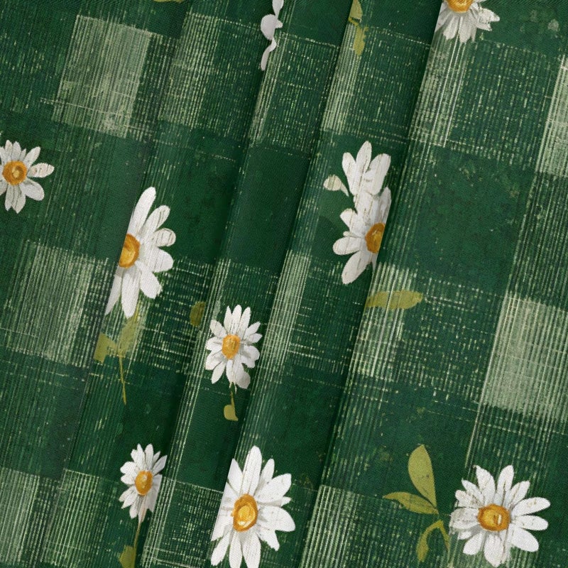Beautiful Green Daisies Square Fitted Tablecloth Waterproof Elastic Card Table Cover Stretch Wipeable Polyester Square Table Protector for Dining Kitchen Home Outdoor Picnic Decor,34x34inch - Image 2