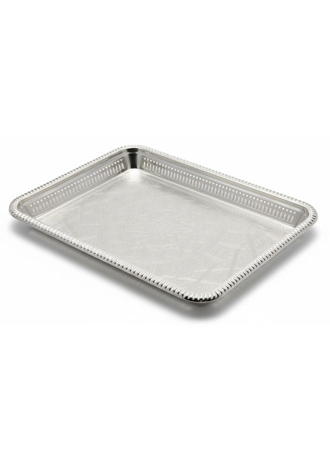 Dove Stainless Steel Rectangular Serving Tray Silver 45cm - Image 1