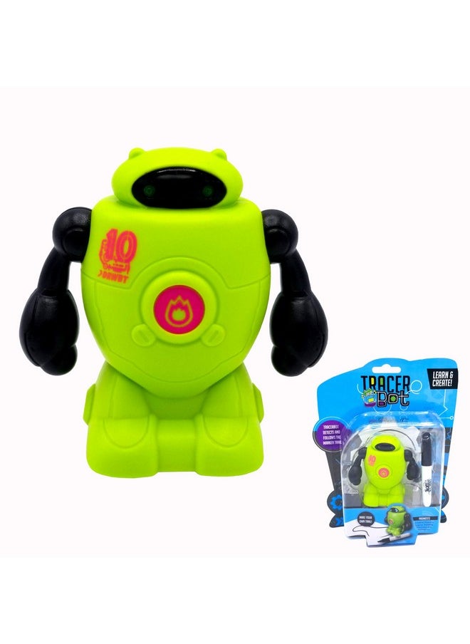 Tracerbot - Green - Mini Inductive Robot That Follows The Black Line You Draw. Fun, Educational, And Interactive Stem Toy With Limitless Ways To Play! Promotes Logic And Creativity Training
