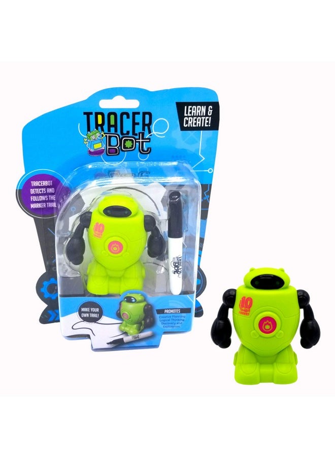 Tracerbot - Green - Mini Inductive Robot That Follows The Black Line You Draw. Fun, Educational, And Interactive Stem Toy With Limitless Ways To Play! Promotes Logic And Creativity Training