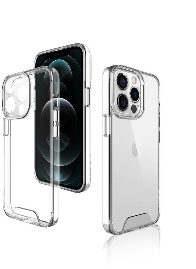 Generic - Case Transparent Mental Button Space Heavy Duty Shockproof Crystal 2 IN 1 Shockproof Case For IPhone 12 Pro Max - Image 1