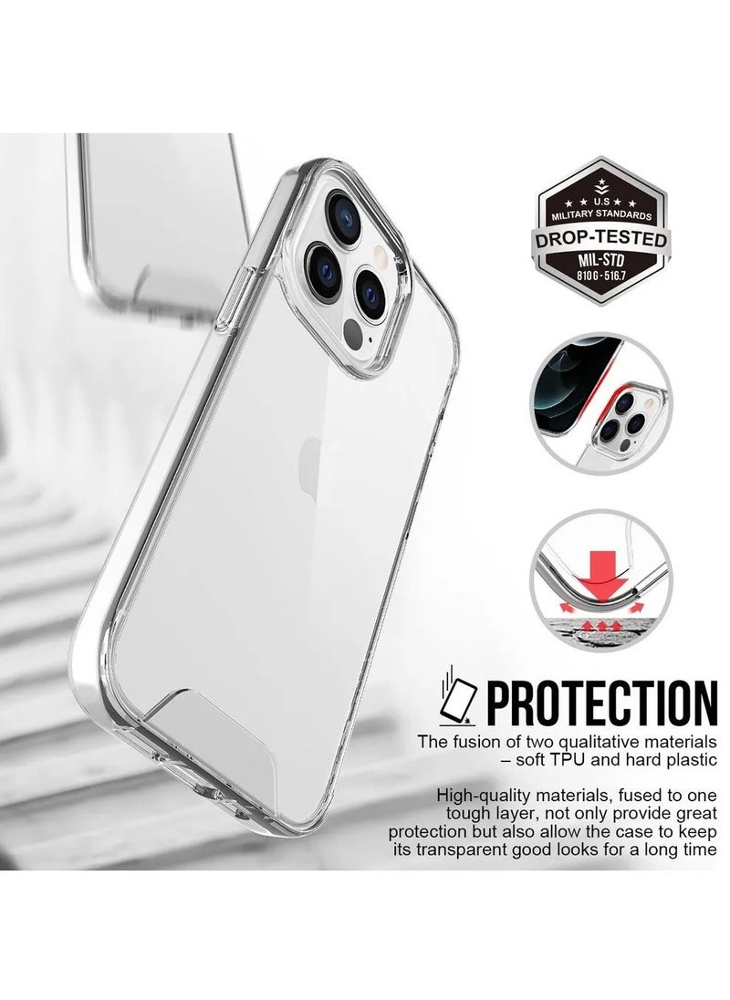 Generic - Case Transparent Mental Button Space Heavy Duty Shockproof Crystal 2 IN 1 Shockproof Case For IPhone 12 Pro Max - Image 1