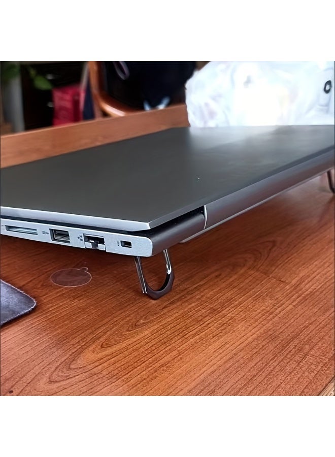 Invisible Mini Laptop Stand (2-Pack) — Foldable Metal Kickstand Riser for Cooling & Ergonomic Typing, Adhesive Portable Notebook Holder Fits 13–17 Inch Laptops, Zinc Alloy, Gunmetal - Image 3