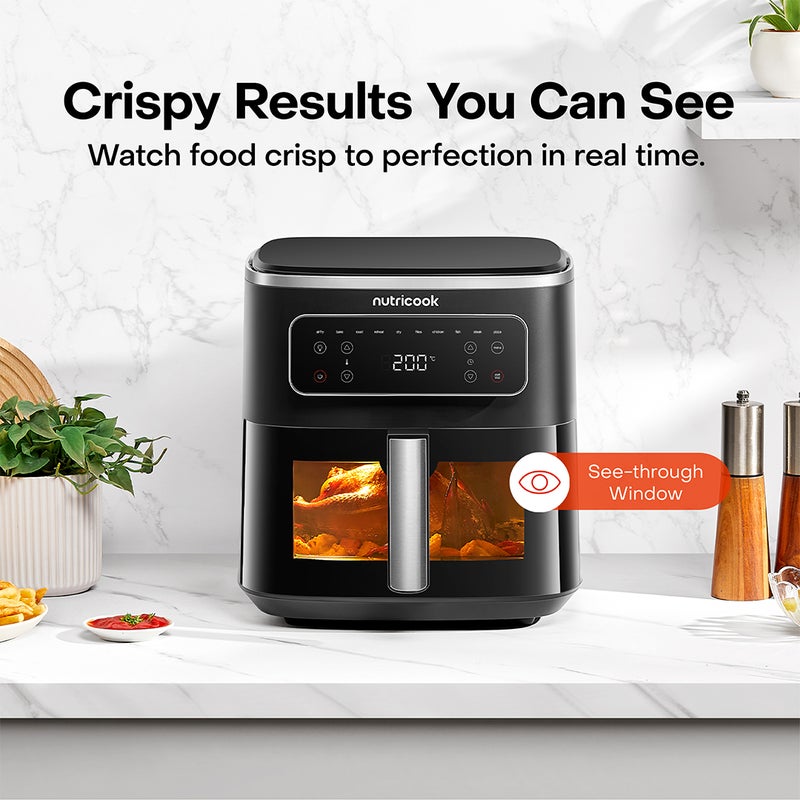 نيوتري كوك Air Fryer Max Pro 8L/1.4KG, 2000W, Digital, Top & Bottom Heating, 10 Presets, Viewing Window, Ceramic Basket, Metal Cavity, Oil-Free, Dishwasher-Safe, NC-AFM330, Black, 2-Year Warranty 8 L 2000 W AFM600 black - Image 5
