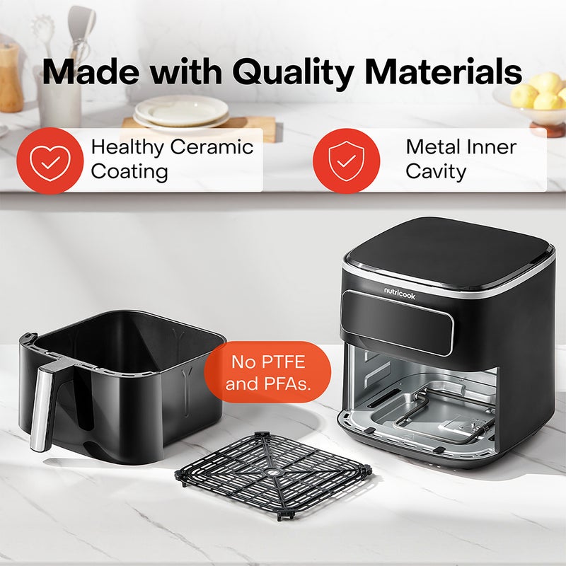 نيوتري كوك Air Fryer Max Pro 8L/1.4KG, 2000W, Digital, Top & Bottom Heating, 10 Presets, Viewing Window, Ceramic Basket, Metal Cavity, Oil-Free, Dishwasher-Safe, NC-AFM330, Black, 2-Year Warranty 8 L 2000 W AFM600 black - Image 4