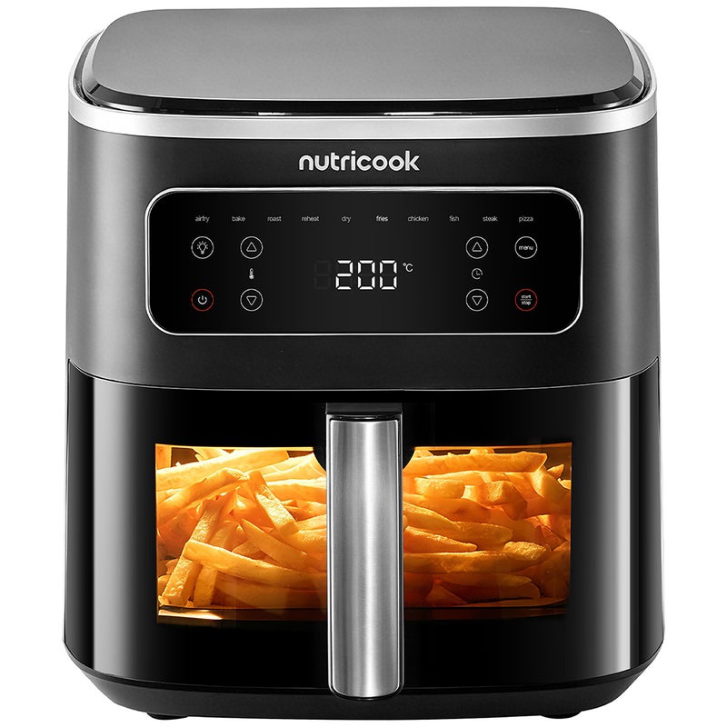نيوتري كوك Air Fryer Max Pro 8L/1.4KG, 2000W, Digital, Top & Bottom Heating, 10 Presets, Viewing Window, Ceramic Basket, Metal Cavity, Oil-Free, Dishwasher-Safe, NC-AFM330, Black, 2-Year Warranty 8 L 2000 W AFM600 black - Image 1