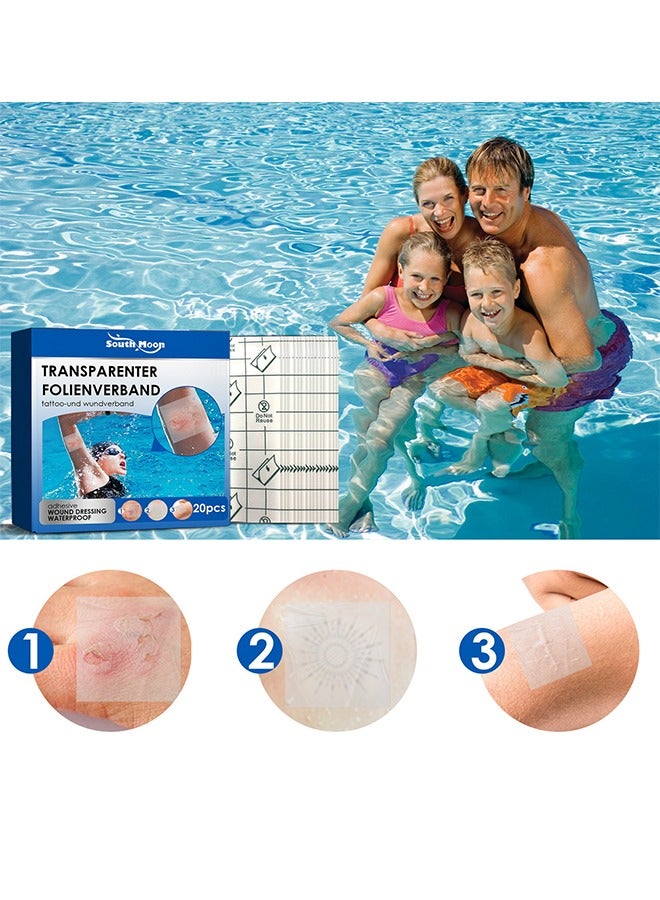 SOUTH MOON Transparenter Folienver Band， Transparent Waterproof Patch, Stretch Adhesive Bandages, Tattoo Protective Transparent Film-20pcs - Image 5