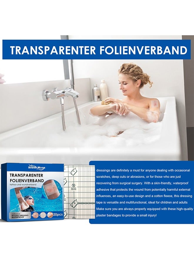 SOUTH MOON Transparenter Folienver Band， Transparent Waterproof Patch, Stretch Adhesive Bandages, Tattoo Protective Transparent Film-20pcs - Image 4