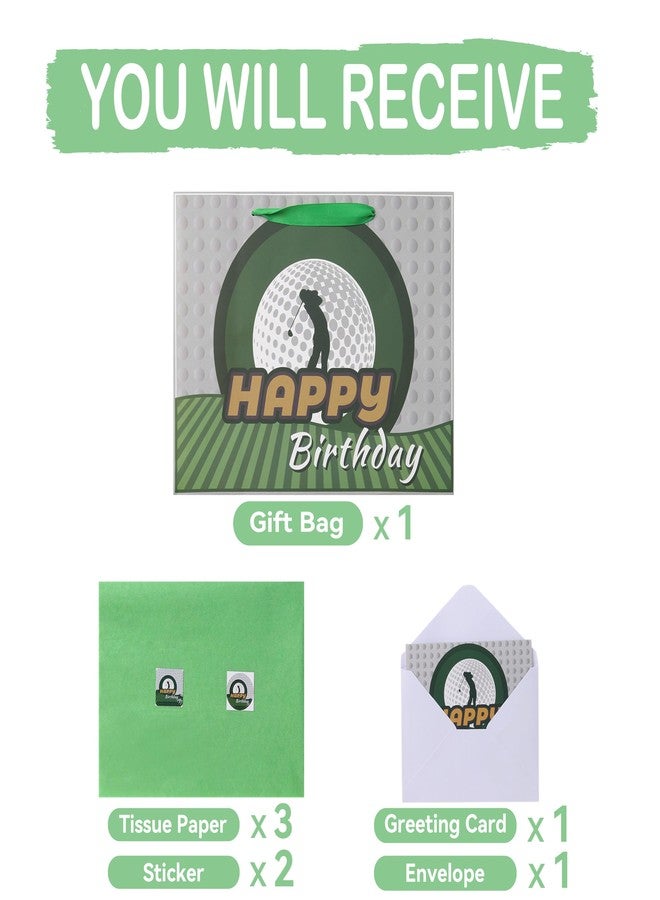 wishinside 13” Large Golf Birthday Gift Bag Set with Handles, Greeting Card, Blue Tissue Papers for Men Boys Golfers for Golf Party Favors, Sports Themed Design, 1 Pcs - Image 3