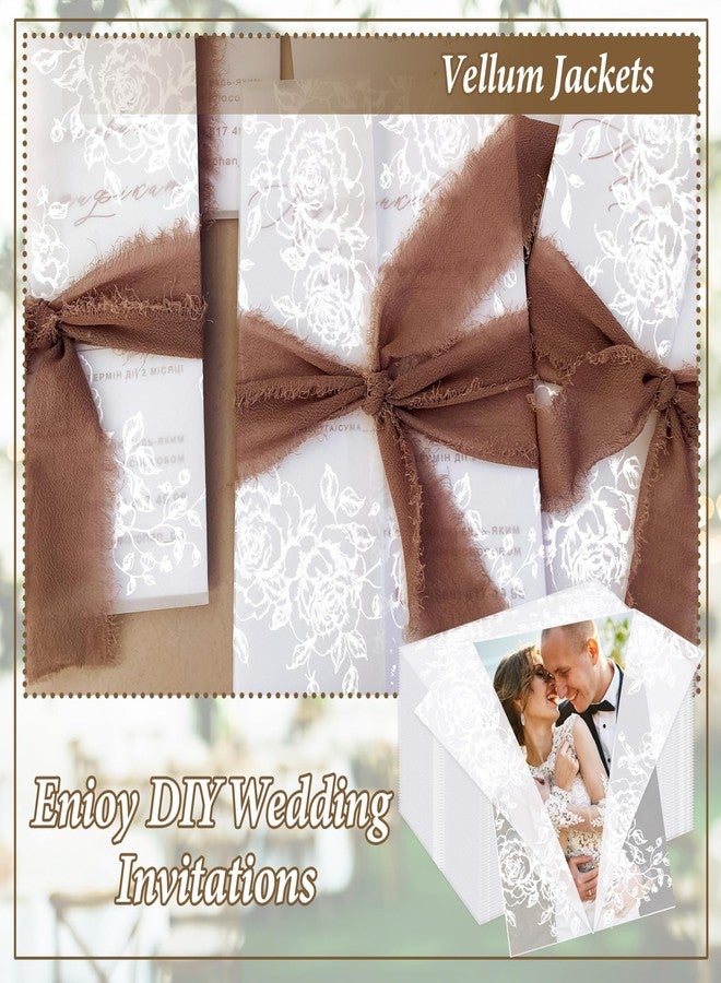 Ysglory 100 Pcs Vellum Jackets for 5x7 Invitations Floral Vellum Paper Invitation Sleeves Pre-Folded Translucent Envelope Inserts liner 115 GSM for Wedding, Birthdays, Bridal Baby Showers - Image 3