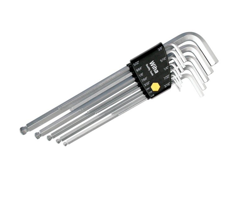 Wiha 36998 Hex L-Key Set, Long, Inch Ball End in ProStar Holder, Chrome Finish - Image 1