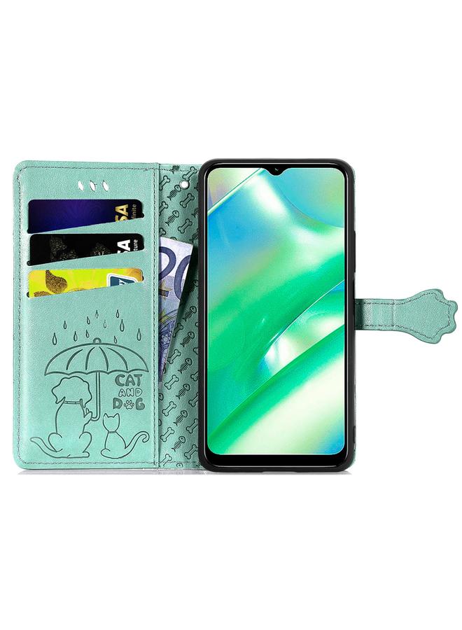 اس-توب جراب هاتف Realme C33 من الجلد المنقوش بنقشة قطة وكلب - Image 3