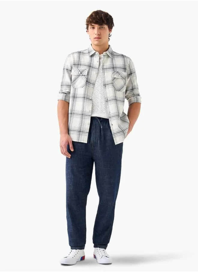 Lee Cooper Lee Cooper Regular Fit Denim Pants with Drawstring Closure