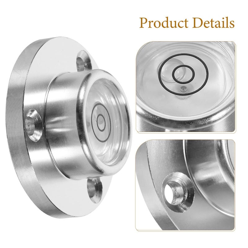 Vertical Circular Bubble Level With Flange 34x20x12mm Silver Metal Housing Precision Spirit Leveler For Construction DIY Horizontal Measurement Layout - Image 4