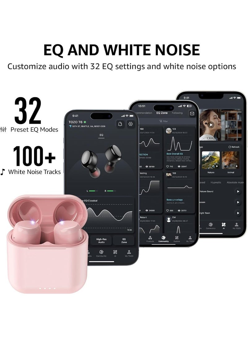TOZO T6 Wireless Earbuds Bluetooth 5.3 Headphones, Ergonomic Design in-Ear Headset, 50Hrs Playtime with Wireless Charging Case, APP EQ Customisable, IPX8 Waterproof, New Upgraded Version - Image 3
