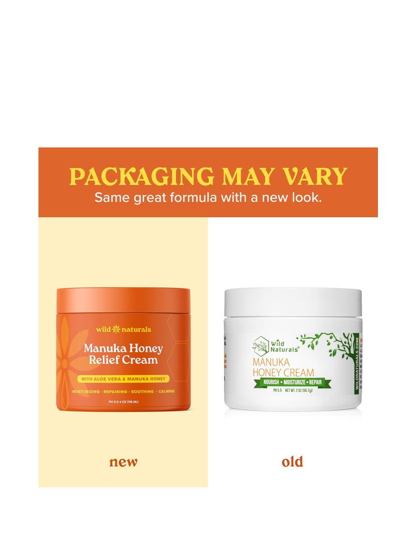Wild Naturals - Manuka Honey Cream Moisturizer for Dry Skin - Eczema Honey Cream Face Moisturizer for Sensitive Skin - Soothing & Redness Relief Face Cream for Dry Skin - Face, Hand & Body Moisturizer for Women & Men - Image 1