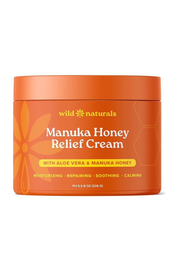Wild Naturals - Manuka Honey Cream Moisturizer for Dry Skin - Eczema Honey Cream Face Moisturizer for Sensitive Skin - Soothing & Redness Relief Face Cream for Dry Skin - Face, Hand & Body Moisturizer for Women & Men - Image 1