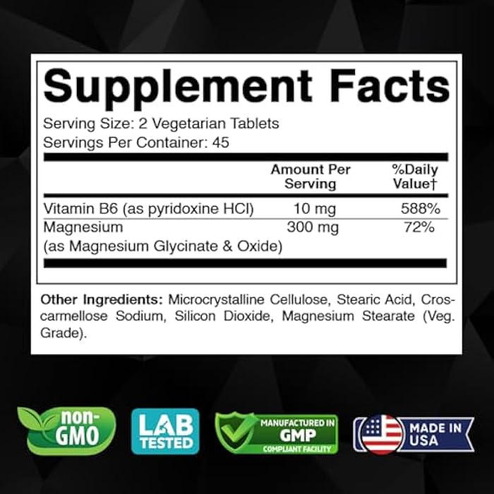 Vitabod Magnesium Glycinate 1000 mg per Serving Providing 300mg of Elemental Magnesium - 90 Vegetarian Tablets - Chelated Form - Supports Muscle, Joint, and Heart Health* - Image 2