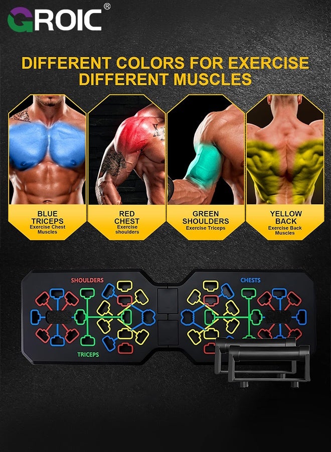GROIC T-Shaped Push Up Board, 44-Hole Multifunctional Home Gym Equipment for Chest, Back, Shoulder & Triceps, Foldable Fitness Trainer with Non-Slip Grips - Image 3