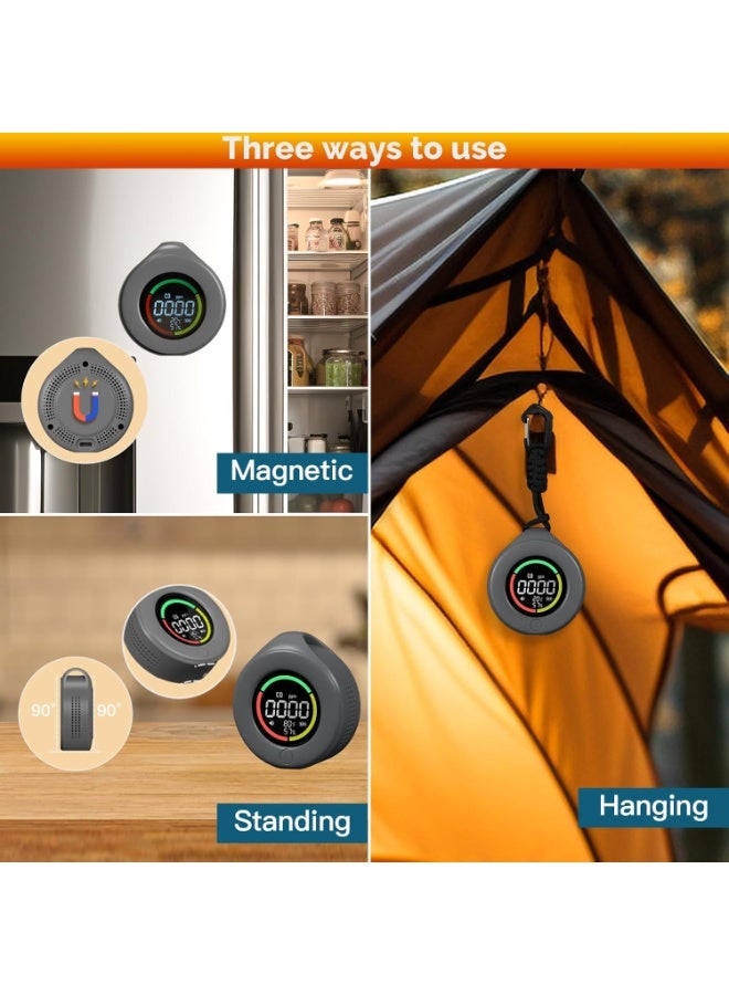 Portable Carbon Monoxide Detector, Travel CO Detector, Mini Size Temperature/Humidity/CO Detector 3 in 1, Alarm Sensor for Outdoor Camping,RV Car Indoor (grey) - Image 4