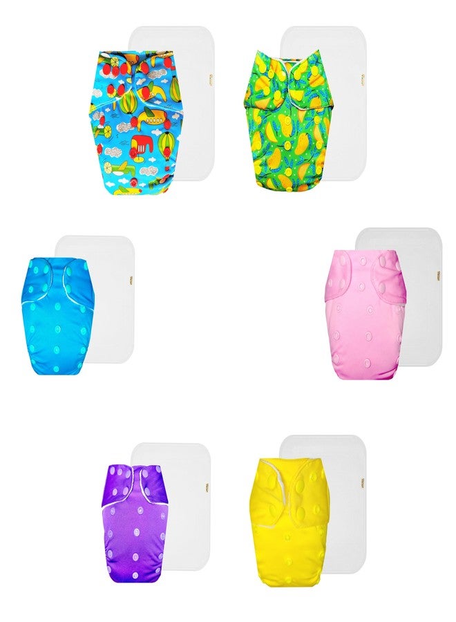 Dumbledo Premium Cloth Diaper with Cotton Insert (Pack of 6) | Snug Fit | Breathable | Travel Friendly | Worry-Free Diapering | 3 Months - 3 Years | Unisex Baby - Image 1