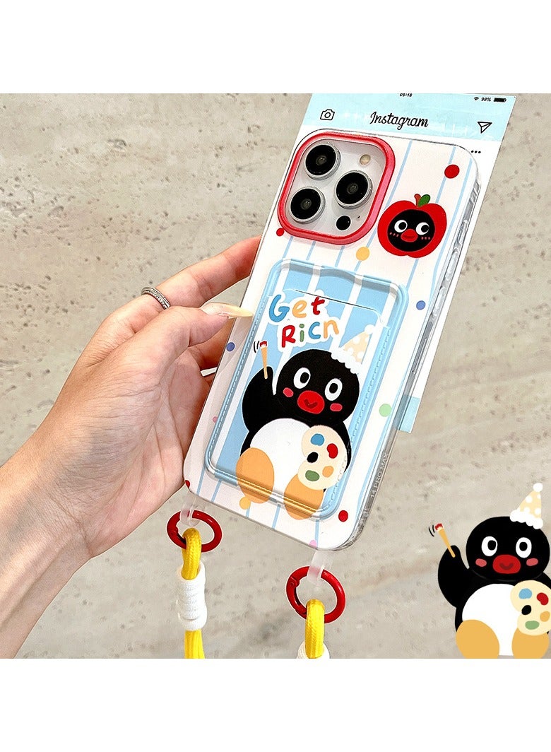 general Case for iPhone 16 Pro Max, cute cartoon print kawaii design girly aesthetics cartoon pattern for women girls teenagers soft TPU phone case with lanyard - Image 4