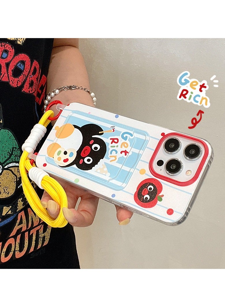 general Case for iPhone 16 Pro Max, cute cartoon print kawaii design girly aesthetics cartoon pattern for women girls teenagers soft TPU phone case with lanyard - Image 3