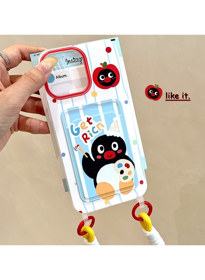 general Case for iPhone 16 Pro Max, cute cartoon print kawaii design girly aesthetics cartoon pattern for women girls teenagers soft TPU phone case with lanyard - Image 2