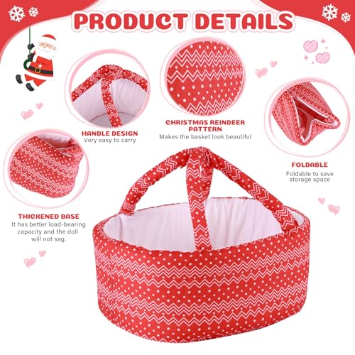 BABESIDE 9 Pcs Christmas Baby Doll Clothes with Bassinet for 101112 Inch Babydolls Baby Doll Accessories and Dolls Clothes fit Small Baby Dolls Girl Babies Pretend Play Set - Image 5