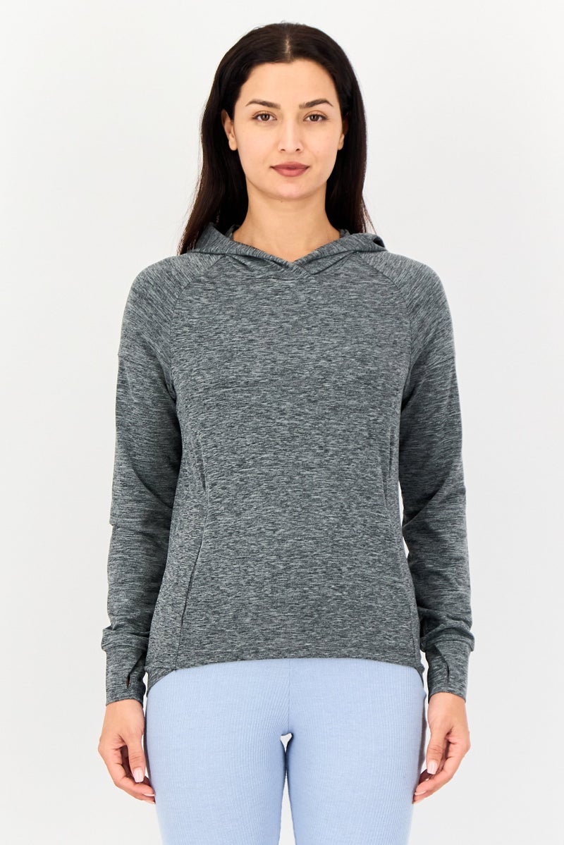 asics Women Sportswear Fit Long Sleeve Training Hoodie, Charcoal Heather - Image 1