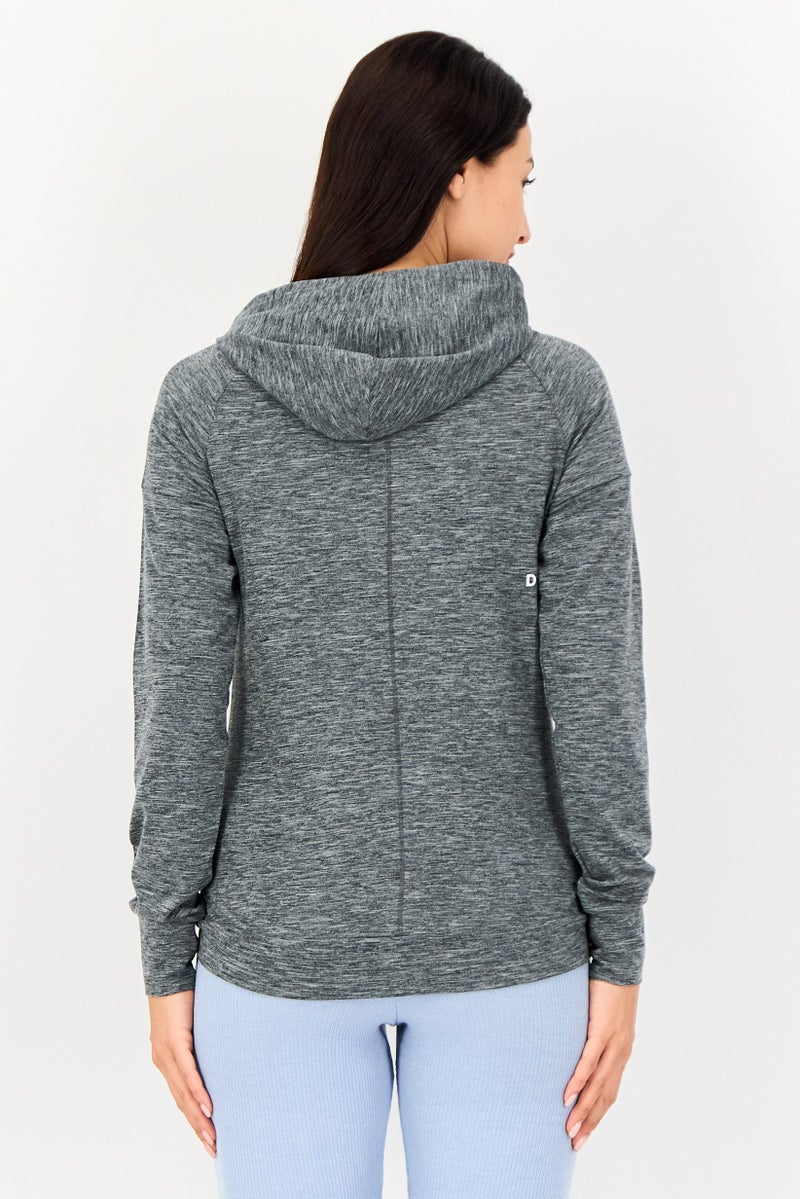 asics Women Sportswear Fit Long Sleeve Training Hoodie, Charcoal Heather - Image 4