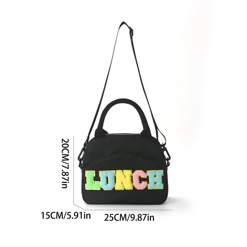 Embroidery Lunch Bag Handbag Letter Portable Storage Bag High-Value Large-Capacity Lunch Bag - Image 4
