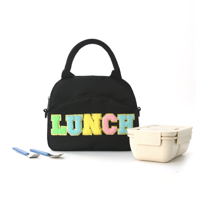 Embroidery Lunch Bag Handbag Letter Portable Storage Bag High-Value Large-Capacity Lunch Bag - Image 3