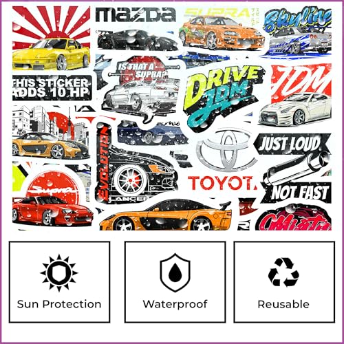 True Flair Trueflair Pack of 61 Vinyl Car Enthusiast Stickers, Random Designs, for Laptop, Journal, Bike Helmet, Diary, Guitar, Mobile, Waterproof, Self-Adhesive (Car Enthusiast) - Image 5