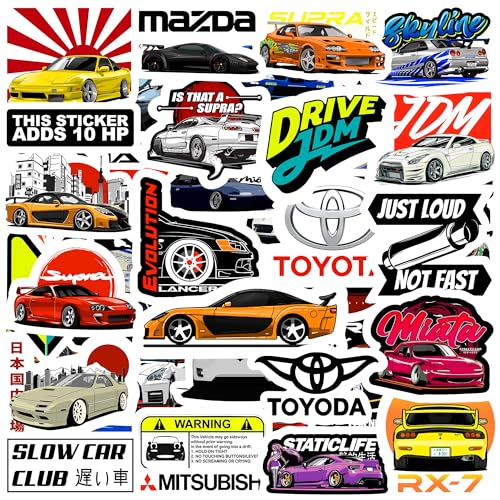 True Flair Trueflair Pack of 61 Vinyl Car Enthusiast Stickers, Random Designs, for Laptop, Journal, Bike Helmet, Diary, Guitar, Mobile, Waterproof, Self-Adhesive (Car Enthusiast) - Image 1