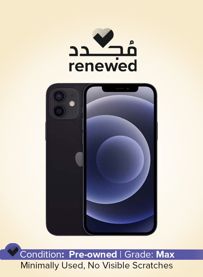 ابل  تم تجديده - iPhone 12 Mini مع تطبيق Facetime وذاكرة سعة 64 جيجابايت باللون الأسود وتقنية 5G - Image 1