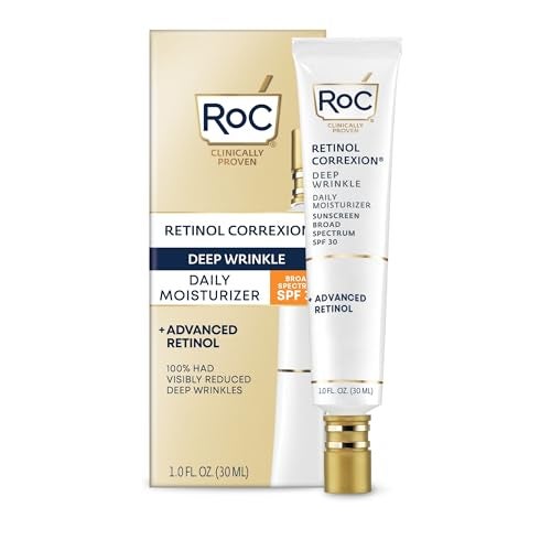 RoC Retinol Correxion Deep Wrinkle Daily Face Moisturizer with Sunscreen SPF 30 for Fine Lines Dark Spots PostAcne Scars 1 Ounce Packaging May Vary
