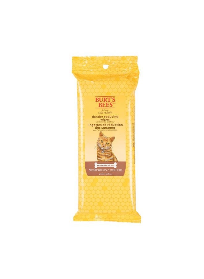 Burt's Bees for Pets Cat Dander Wipes with Colloidal Oat Flour, 98% Natural Origin Formulas, Cat Dander Remedy, Cat Wipes for Allergy Relief, Cat Dander Wipes, 50ct - Image 1