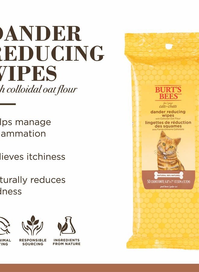 Burt's Bees for Pets Cat Dander Wipes with Colloidal Oat Flour, 98% Natural Origin Formulas, Cat Dander Remedy, Cat Wipes for Allergy Relief, Cat Dander Wipes, 50ct - Image 2