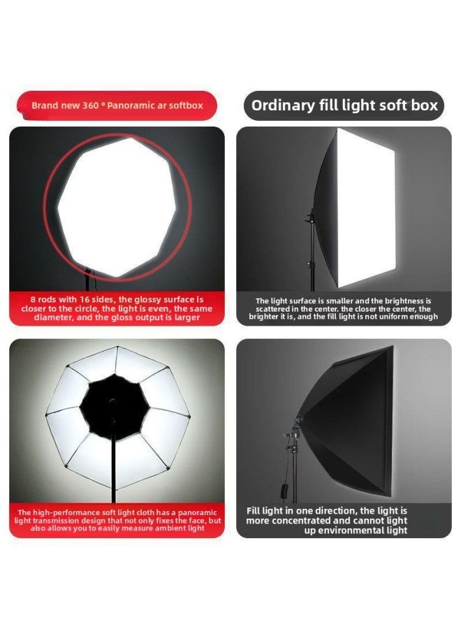 Panoramic Live Light Supplementing Light Studio Soft Light Box Suit Light Lighting Photography Light Live Room Light Supplementing Light Spring Melting Light-Light Source Color:Dual Lights [350w Three-color Remote Control Mushroom Light] + Panoramic Octagonal Soft Box + 2m Brackets✓  - Image 4