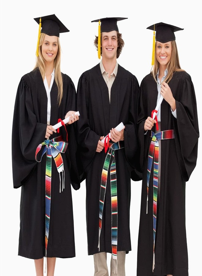 Sureio 6 Pcs Mexican Sash Belts for Women or Men Serape Cinto Mexicano Colorful Striped Runner Fringe Cotton Mexican Sash Belts Black Red Royal Blue for Cinco De Mayo Fiesta Party Graduation Wedding - Image 4