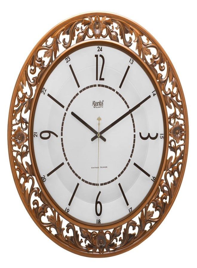 Orpat Ajanta Wall Clock for Home and Offices Silent Sweep Movement 16 Inches Wall Clock (Teak_40 x 40 x 4 cm) - Image 1