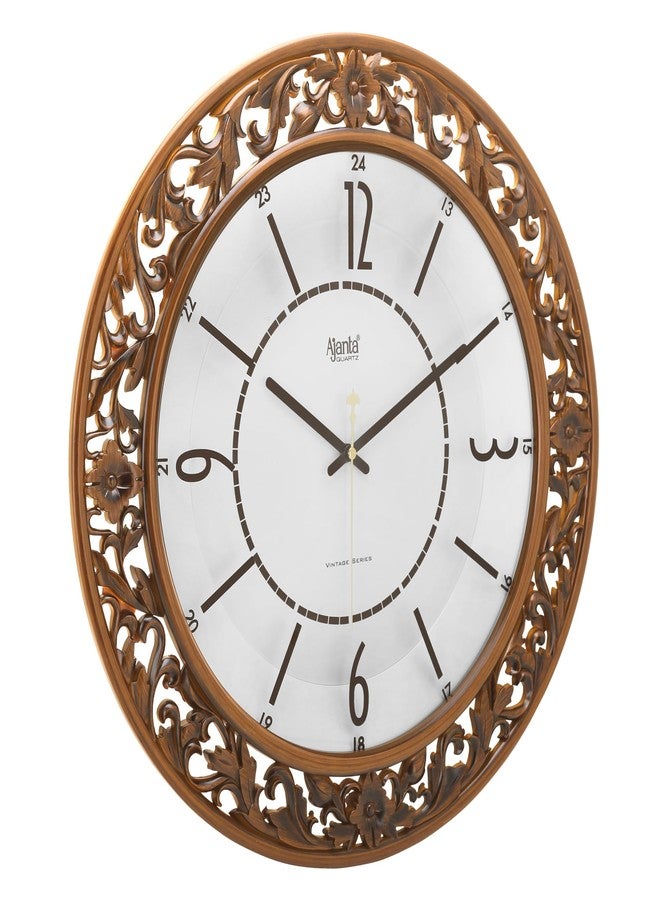Orpat Ajanta Wall Clock for Home and Offices Silent Sweep Movement 16 Inches Wall Clock (Teak_40 x 40 x 4 cm) - Image 2