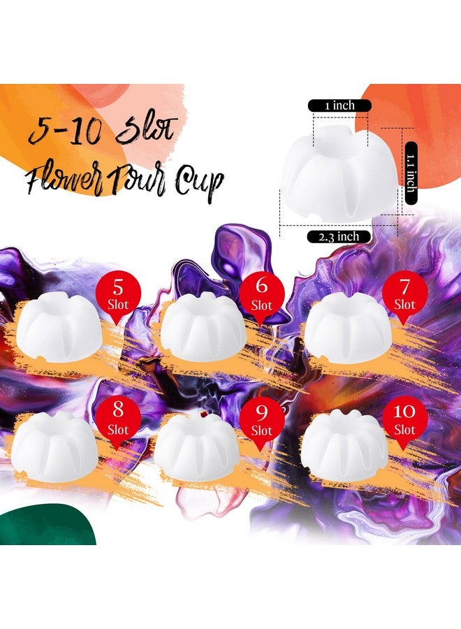 Zubebe 6 Pcs Flower Pour Cup For Paint Pouring 510 Slots Acrylic Paint Pouring Split Cup Multi Slot Acrylic Paint Tools Reverse Flower Dip Fluid Painting Supplies(White) - Image 3