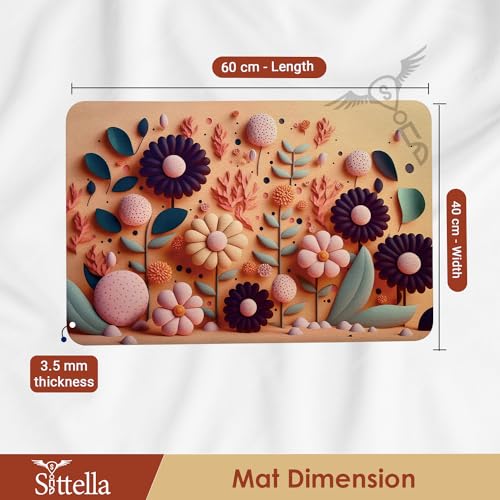 SITTELLA® 2 Pieces Anti-Skid Water Soaking 3D Flower Print Bathroom Mat, Water Absorbent Mat (40x60cm) (Orange Flower Print) - Image 2