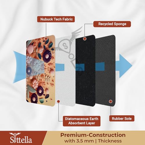SITTELLA® 2 Pieces Anti-Skid Water Soaking 3D Flower Print Bathroom Mat, Water Absorbent Mat (40x60cm) (Orange Flower Print) - Image 3