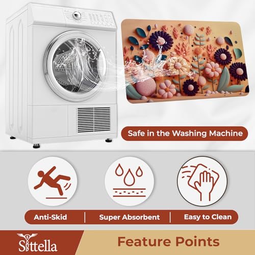 SITTELLA® 2 Pieces Anti-Skid Water Soaking 3D Flower Print Bathroom Mat, Water Absorbent Mat (40x60cm) (Orange Flower Print) - Image 4