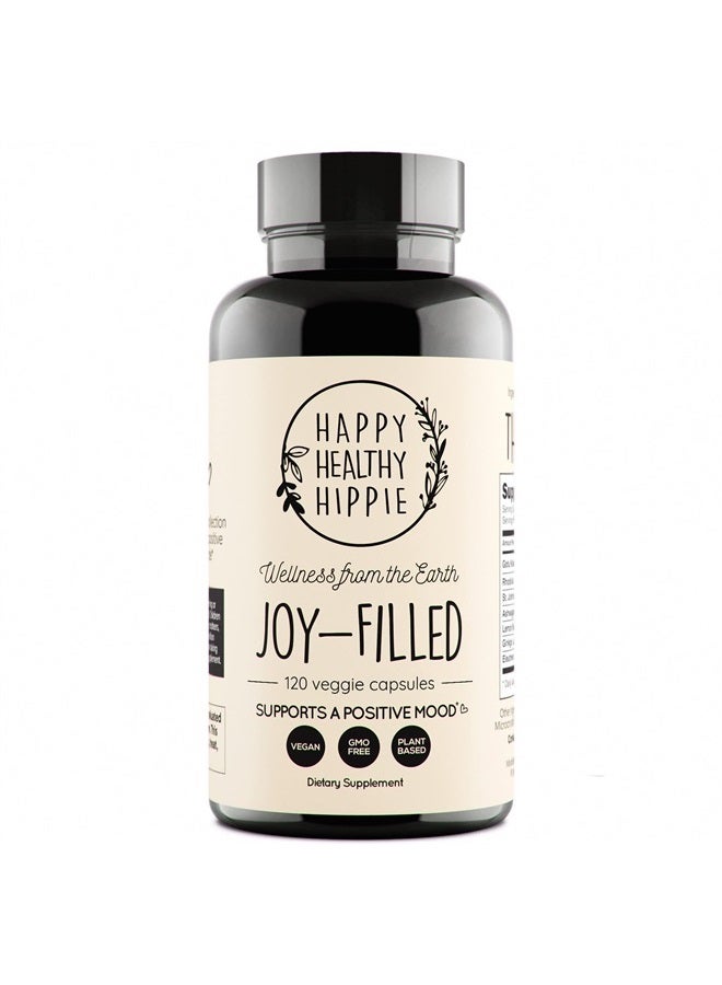 HAPPY HEALTHY HIPPIE Joy-Filled Mood Support Supplement with St. Johns Wort | Helps Calm The Mind & Body, Stress Relief Energy Supplements | 100% Plant-Based | Ashwagandha, Rhodiola, Eleuthero | Herbal Adaptogens, 120 ct - Image 1