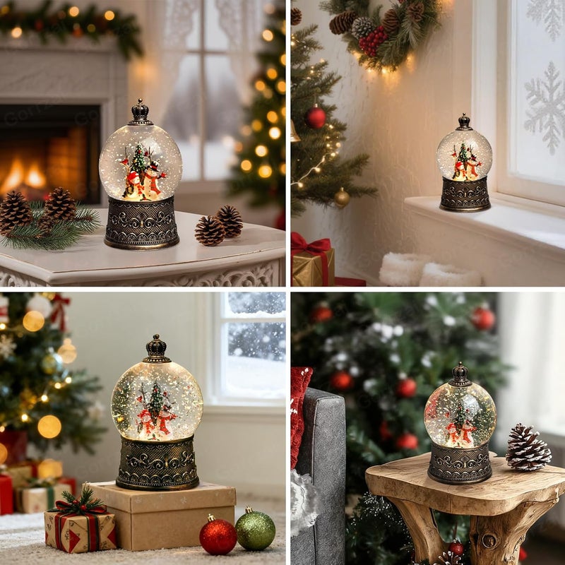 Gorrzai Snowman Snow Globe Lantern, Lighted Musical Snow Globe Decorations Indoor for Home Decor with Music Timer Glitter, Light Up Holiday Decor Gift, USB or Battery Operated - Image 5