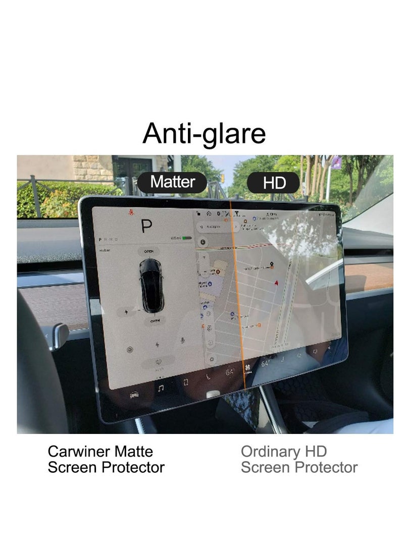 SYOSI Tempered Glass Matte Screen Protector Compatible with Tesla Model 3 / Model Y, Center Control Touch Screen Car Navigation Tempered Glass Accessories Anti Glare Anti Fingerprint  - Image 2